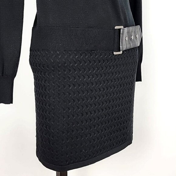 Laundry by Design Women's Black Knit Wrap V-Neck Hip Belt Dress Size Small - Picture 4 of 16